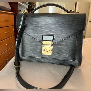 Louis Vuitton Black Epi Monceau Authentic Vintage Handbag with 2 S Keys